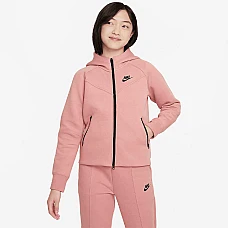 ДЕТСКО ГОРНИЩЕ ЗА МОМИЧЕ NIKE NSW TCH FLC HD FZ LS RED STARDUST