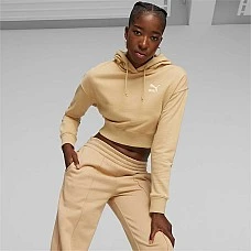 ДАМСКИ СУИТШЪРТ PUMA CLASSICS CROPPED HOODIE TR SAND