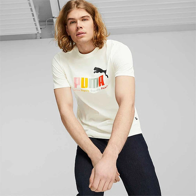МЪЖКА ТЕНИСКА PUMA ESS MULTICOLOR TEE WARM WHITE