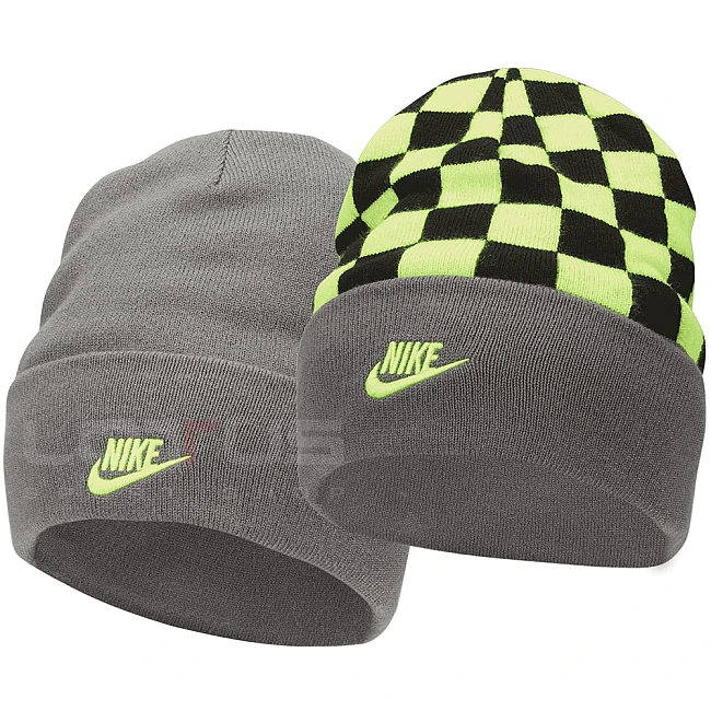 ДЕТСКА ЗИМНА ШАПКА NIKE PEAK BEANIE TC SMILEY IRON GREY/VOLT
