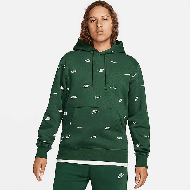 МЪЖКИ СУИТШЪРТ NIKE CLUB+ BB PO AOP HOODIE FIR