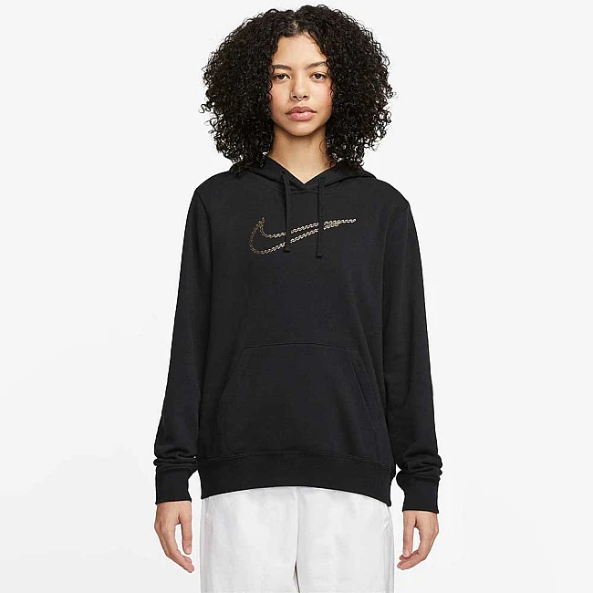 ДАМСКИ СУИТШЪРТ NIKE NSW PE CLB FLC SHINE OS PO BLACK