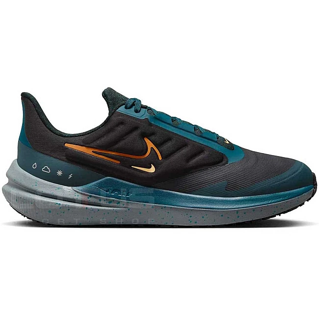 МЪЖКИ МАРАТОНКИ NIKE AIR WINFLO 9 SHIELD BLACK/SAFETY ORNG