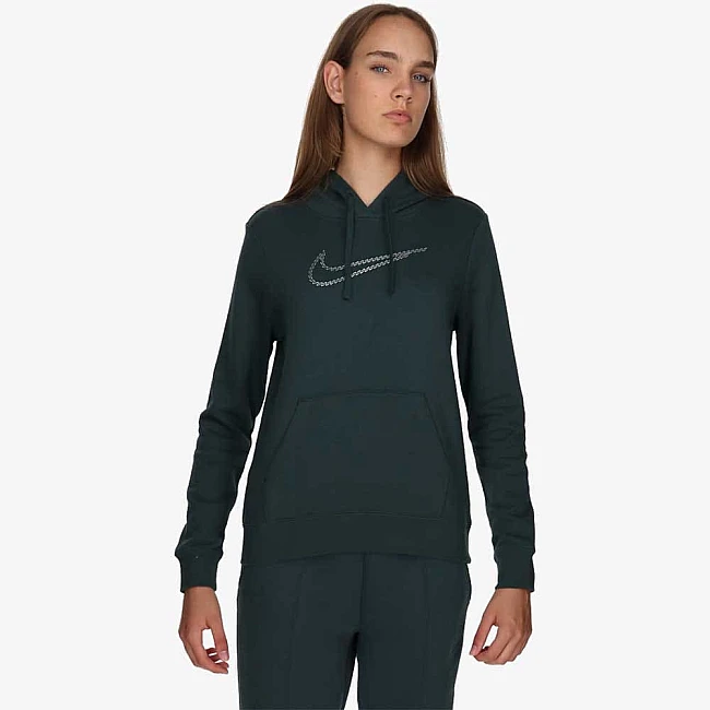 ДАМСКИ СУИТШЪРТ NIKE NSW PE CLB FLC SHINE OS PO DEEP JUNGLE