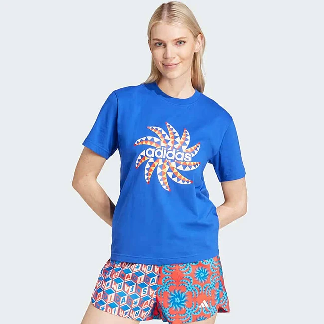 ДАМСКА ТЕНИСКА ADIDAS IQ4485 FARM GFX TEE СИНЯ