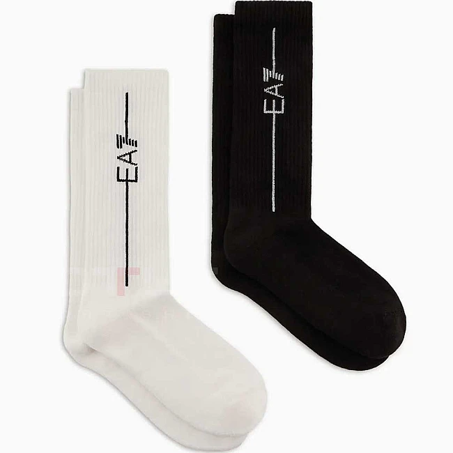 ЧОРАПИ EA7 EMPORIO ARMANI 246002 TRAIN SOCKS U 2 PACK ЧЕРНИ/БЕЛИ