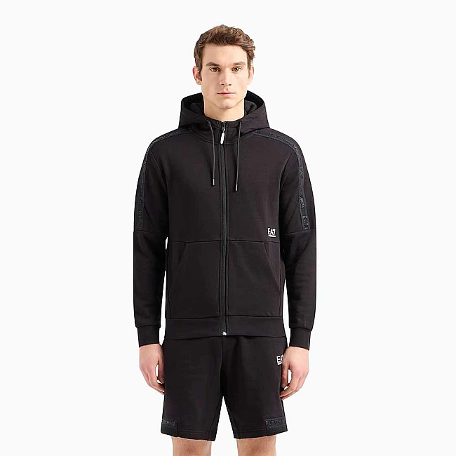 МЪЖКО ГОРНИЩЕ EA7 EMPORIO ARMANI 3DPM88 TRAIN LOGO SERIES M TAPE HOODIE FZ COFT ЧЕРНО