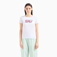ДАМСКА ТЕНИСКА EA7 EMPORIO ARMANI 3DTT28 TRAIN LOGO SERIES W TEE SS BIG LOGO CROSSOVER БЯЛА