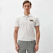 МЪЖКА ТЕНИСКА EA7 EMPORIO ARMANI 3DPF02 TRAIN GOLD LABEL M POLO PIMA PQ БЯЛА