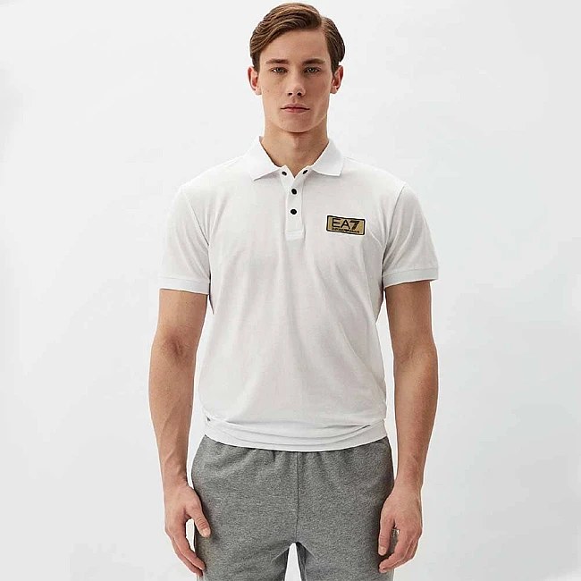 МЪЖКА ТЕНИСКА EA7 EMPORIO ARMANI 3DPF02 TRAIN GOLD LABEL M POLO PIMA PQ БЯЛА