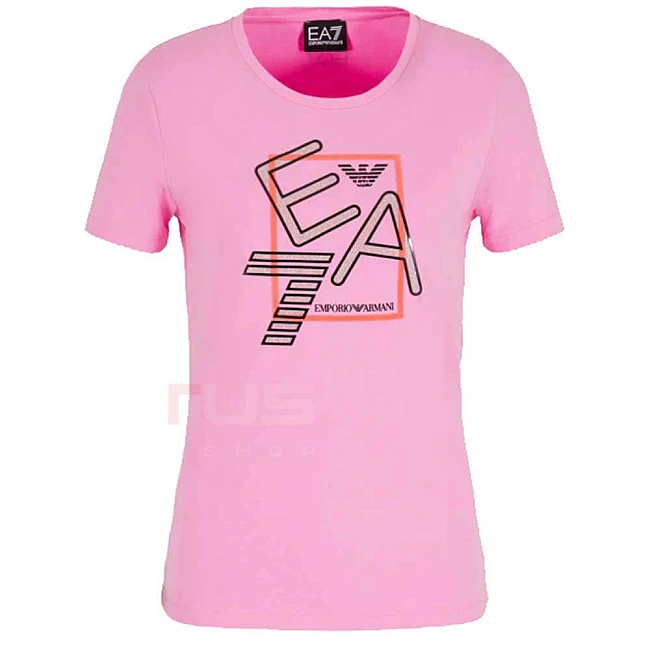 ДАМСКА ТЕНИСКА EA7 EMPORIO ARMANI 3DTT32 TRAIN LOGO SERIES W TEE SS BOX LOGO CROSSOVER РОЗОВА