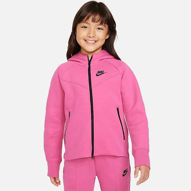 ДЕТСКО ГОРНИЩЕ ЗА МОМИЧЕ NIKE NSW TCH FLC HD FZ LS РОЗОВО