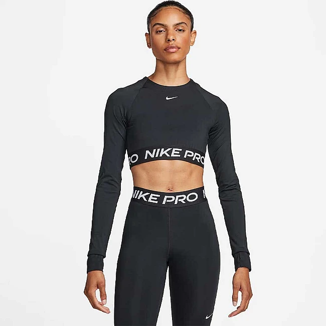 ДАМСКА БЛУЗА NIKE PRO DF 365 CROP LS ЧЕРНА