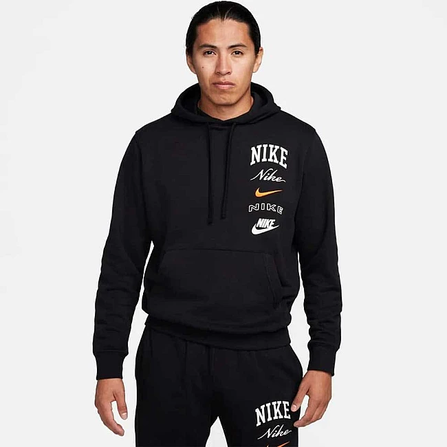 МЪЖКИ СУИТШЪРТ NIKE CLUB BB PO HDY STACK GX ЧЕРЕН
