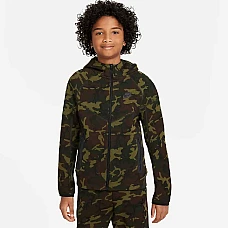 ДЕТСКО ГОРНИЩЕ ЗА МОМЧЕ NIKE NSW TCH FLC CAMO TOP ЧЕРНО/ТЪМНОЗЕЛЕНО