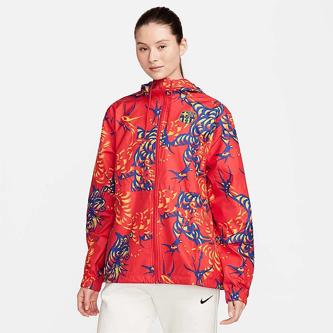 ДАМСКО ГОРНИЩЕ NIKE FCB NSW ESNTL RPL WVN JKT HD ЧЕРВЕНО