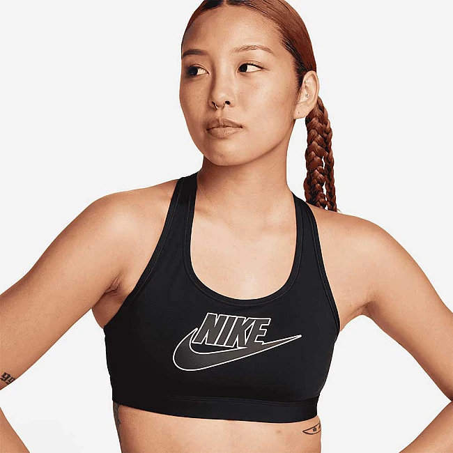 ДАМСКИ СПОРТЕН СУТИЕН NIKE SWSH MED SPT FUTURA BRA ЧЕРЕН
