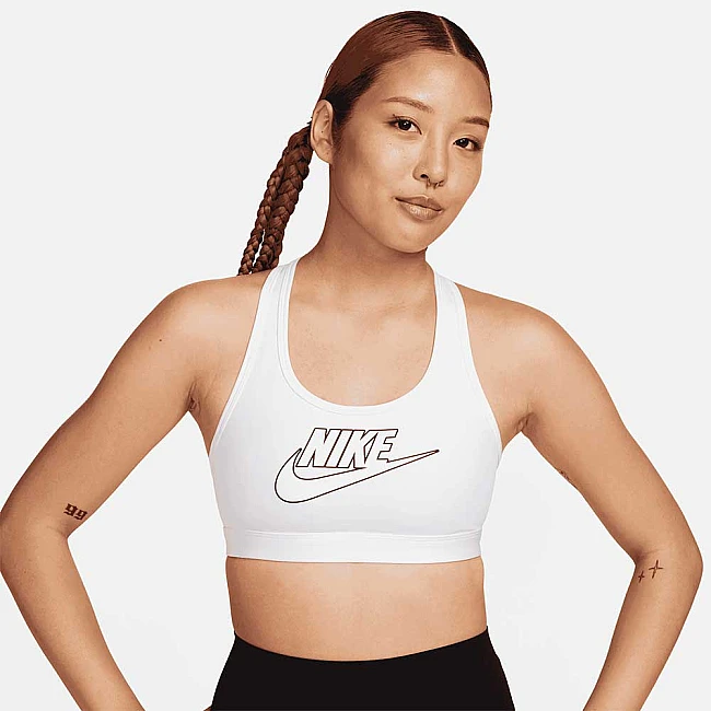ДАМСКИ СПОРТЕН СУТИЕН NIKE SWSH MED SPT FUTURA BRA БЯЛ