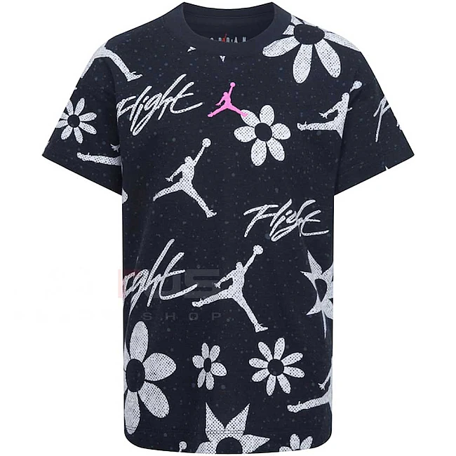 ДЕТСКА ТЕНИСКА ЗА МОМИЧЕ NIKE JORDAN ESSENTAILS AOP SS TEE ЧЕРНА