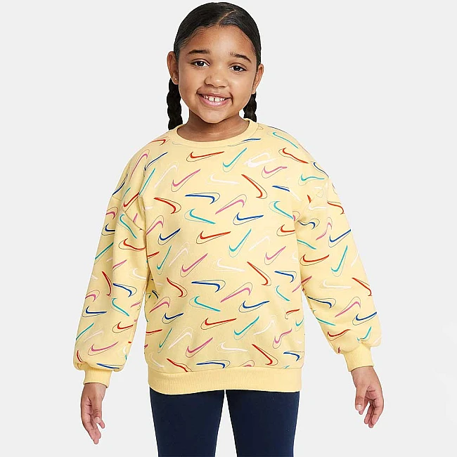 ДЕТСКА БЛУЗА ЗА МОМИЧЕ NIKE G SWOOSH LOGO BF CREW ЖЪЛТА