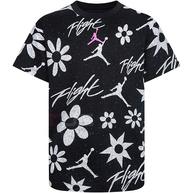 ДЕТСКА ТЕНИСКА ЗА МОМИЧЕ NIKE JORDAN JDG ESSENTAILS AOP SS TEE ЧЕРНА