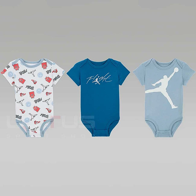 БЕБЕШКИ БОДИТА ЗА МОМЧЕ NIKE JORDAN JUMPMAN FLIGHT PATCH AOP S БЯЛО/СВЕТЛОСИНЬО/ТЪМНОСИНЬО