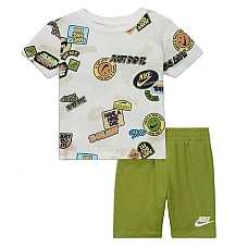 БЕБЕШКИ СПОРТЕН ЕКИП ЗА МОМЧЕ NIKE B NSW AOP FT SHORT SET БЯЛ/ЗЕЛЕН