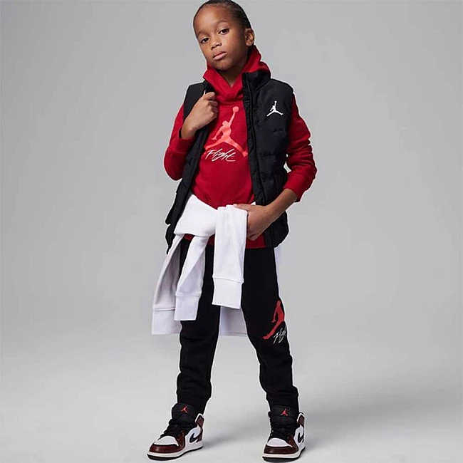 ДЕТСКИ СПОРТЕН ЕКИП ЗА МОМЧЕ NIKE JORDAN JUMPMAN FLIGHT FT PO SET ЧЕРВЕН/ЧЕРЕН