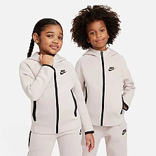 ДЕТСКИ СПОРТЕН ЕКИП ЗА МОМИЧЕ NIKE TECH FLEECE HOODED FULL ZIP СИВО-ЛИЛАВ