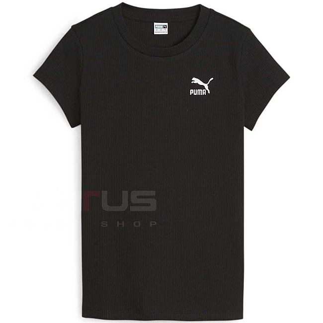 ДАМСКА ТЕНИСКА PUMA 62426401 CLASSICS RIBBED SLIM TEE ЧЕРНА