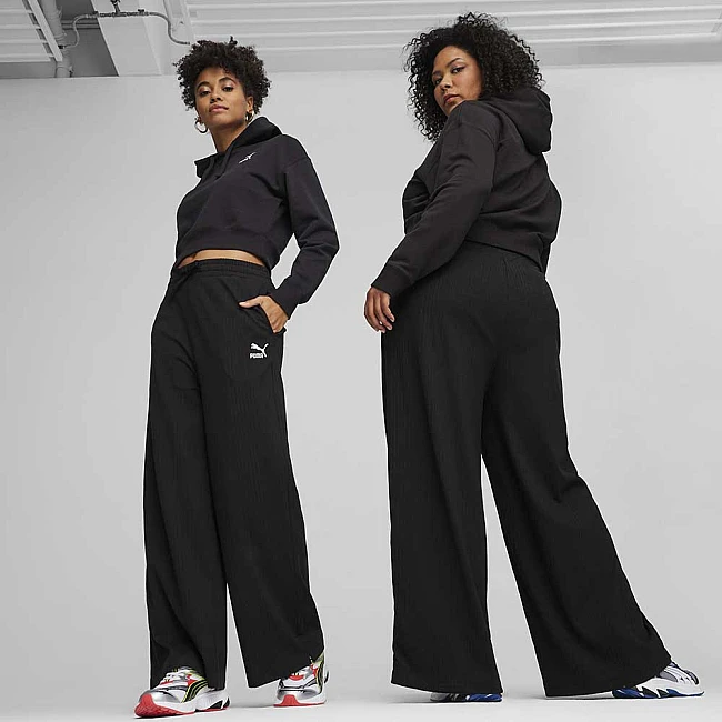 ДАМСКО ДОЛНИЩЕ PUMA 62426801 CLASSICS RIBBED RELAXED PANTS ЧЕРНО