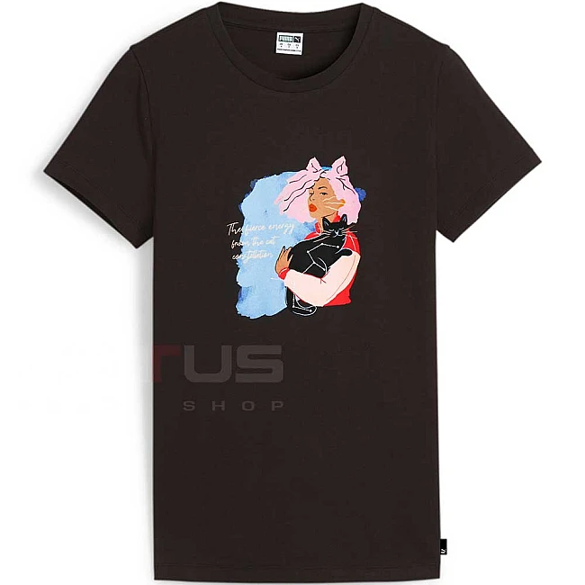 ДАМСКА ТЕНИСКА PUMA 62540801 GRAPHICS POSITIVE VIBE TEE ЧЕРНА
