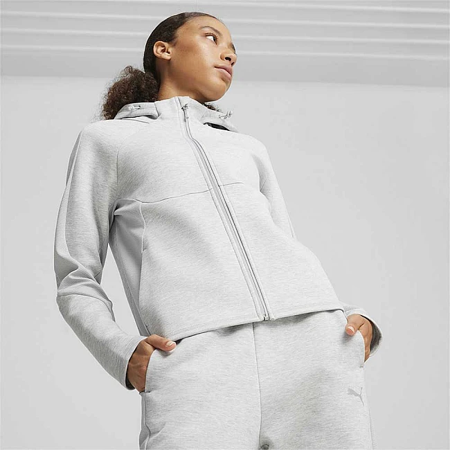 ДАМСКО ГОРНИЩЕ PUMA 67787804 EVOSTRIPE FZ HOODIE СИВО