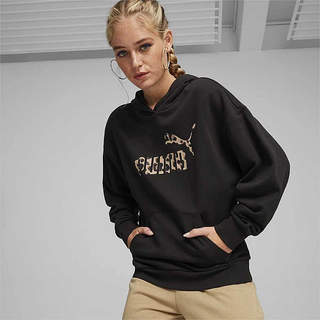 ДАМСКИ СУИТШЪРТ PUMA 67792701 ESS+ ANIMAL HOODIE TR ЧЕРЕН