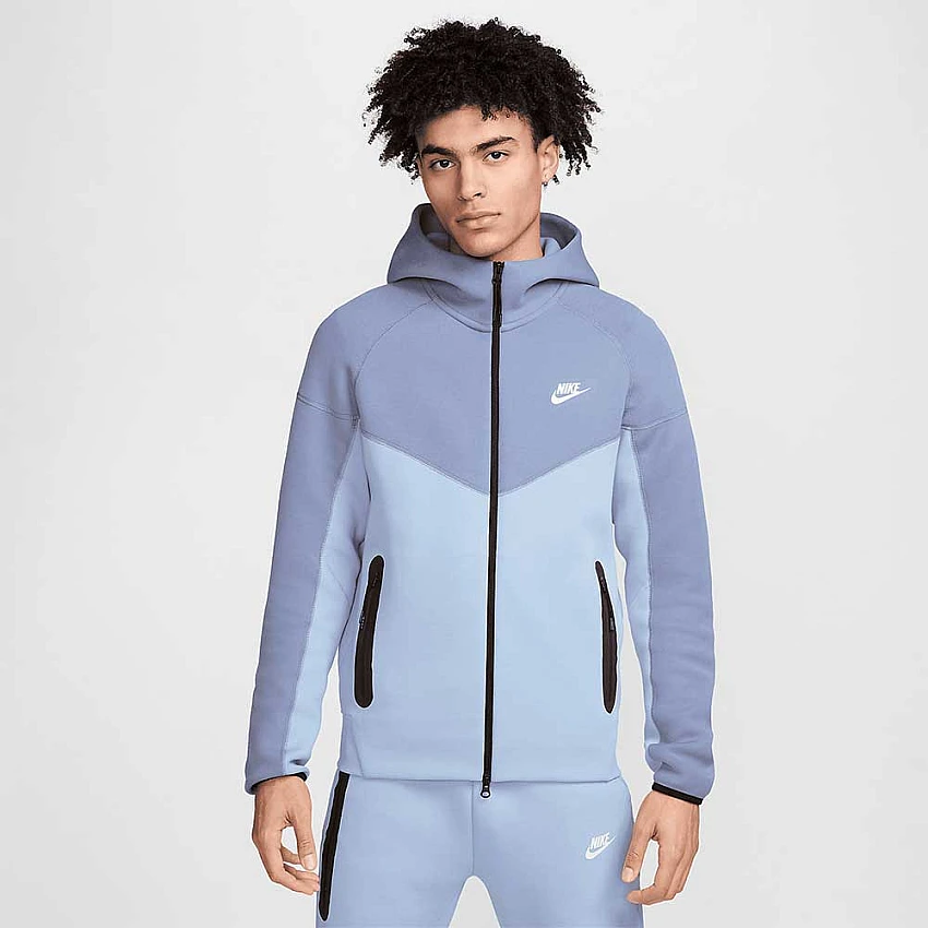 МЪЖКО ГОРНИЩЕ NIKE TCH FLC FZ WR HOODIE СИВО/СВЕТЛОСИНЬО | Цени от