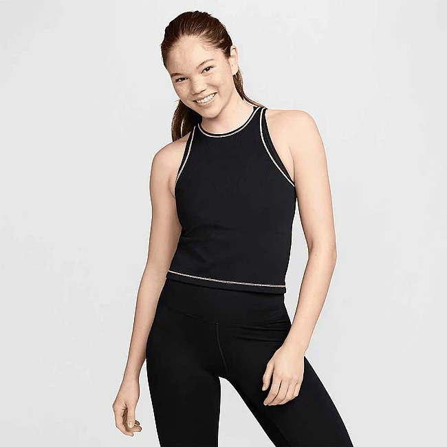 ДАМСКИ ПОТНИК NIKE ONE FITTED DF RIB TANK NV ЧЕРЕН