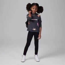 ДЕТСКИ СПОРТЕН ЕКИП ЗА МОМИЧЕ NIKE G DELORIS JORDAN FLOWER PO S ТЪМНОСИВ/ЧЕРЕН