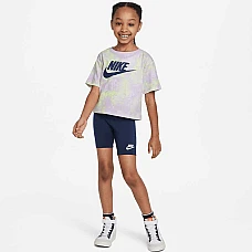 ДЕТСКИ СПОРТЕН ЕКИП ЗА МОМИЧЕ NIKE G BOXY TEE & BIKE SHORT БЛЕДОЛИЛАВ/ТЪМНОСИН