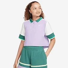 ДЕТСКА ТЕНИСКА ЗА МОМИЧЕ NIKE NSW SS CROP TOP NVLTY CAPS ЛИЛАВА