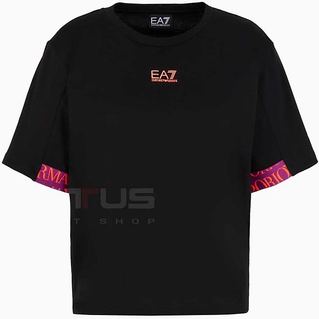 ДАМСКА ТЕНИСКА EA7 EMPORIO ARMANI 6DTT15-1200 TRAIN LOGO SERIES W TEE SS TAPE ЧЕРНА