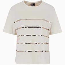 ДАМСКА ТЕНИСКА EA7 EMPORIO ARMANI 6DTT26-1120 TRAIN PRECIOUS W TEE SS КРЕМАВА