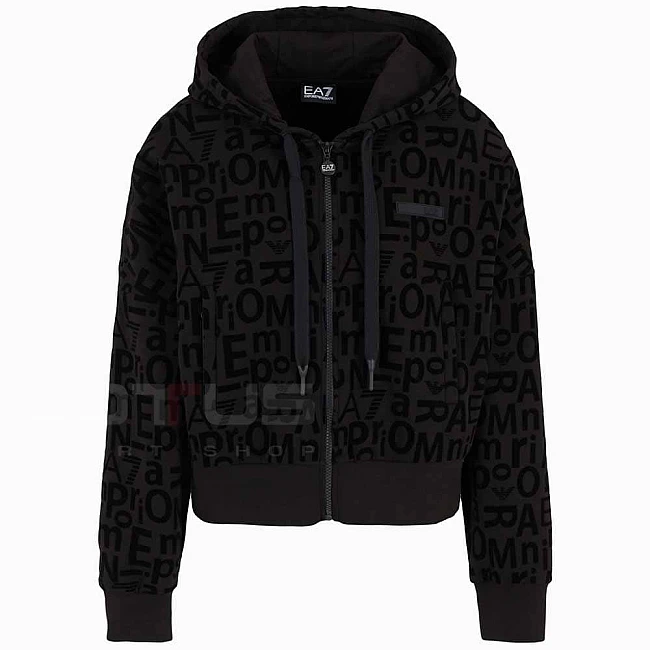ДАМСКО ГОРНИЩЕ EA7 EMPORIO ARMANI 7W000007-UC001 TRAIN GRAPHICS SERIES W HOODIE FZ ЧЕРНО