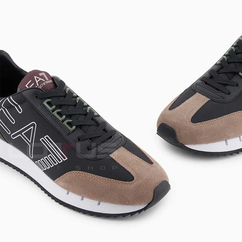 МЪЖКИ ОБУВКИ EA7 EMPORIO ARMANI X8X101-T985 BLACK&WHITE VINTAGE ЧЕРНИ/ЗЕЛЕНИ