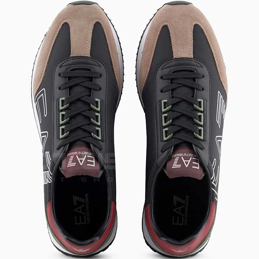 МЪЖКИ ОБУВКИ EA7 EMPORIO ARMANI X8X101-T985 BLACK&WHITE VINTAGE ЧЕРНИ/ЗЕЛЕНИ
