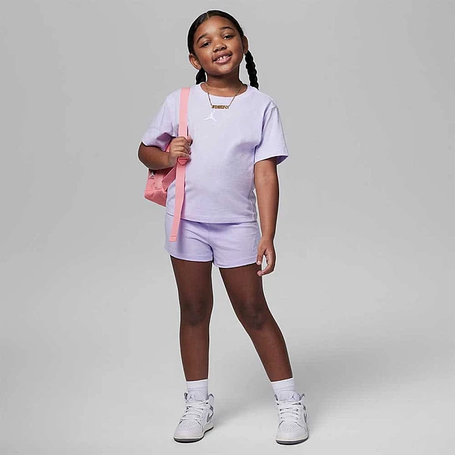 ДЕТСКИ СПОРТЕН ЕКИП ЗА МОМИЧЕ NIKE G JORDAN ESSENTIAL SHORT SET БЛЕДОЛИЛАВ