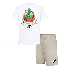 ДЕТСКИ СПОРТЕН ЕКИП ЗА МОМЧЕ NIKE N GROW FOR IT SHORT SET БЯЛ/БЕЖОВ