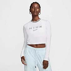 ДАМСКА БЛУЗА NIKE FZ2858-100 NSW LS SLIM CRP TEE OC БЯЛА