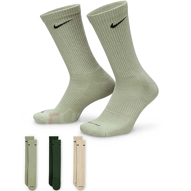 ЧОРАПИ NIKE SX6888-994 EVERYDAY PLUS CUSH CREW 3PR - 132 БЕЖОВИ/ЗЕЛЕНИ