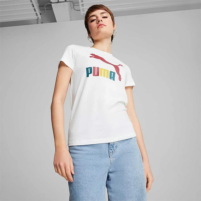 ДАМСКА ТЕНИСКА PUMA 62799302 CLASSICS MULTI COLOR LOGO TEE БЯЛА