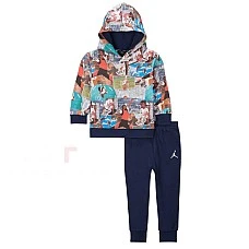 БЕБЕШКИ СПОРТЕН ЕКИП ЗА МОМЧЕ NIKE 65D395-U90 JORDAN B MJ BRKLYN AOP FT PO SET ТЪМНОСИН